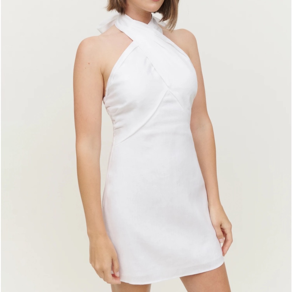 Reformation White Halter Mini Dress